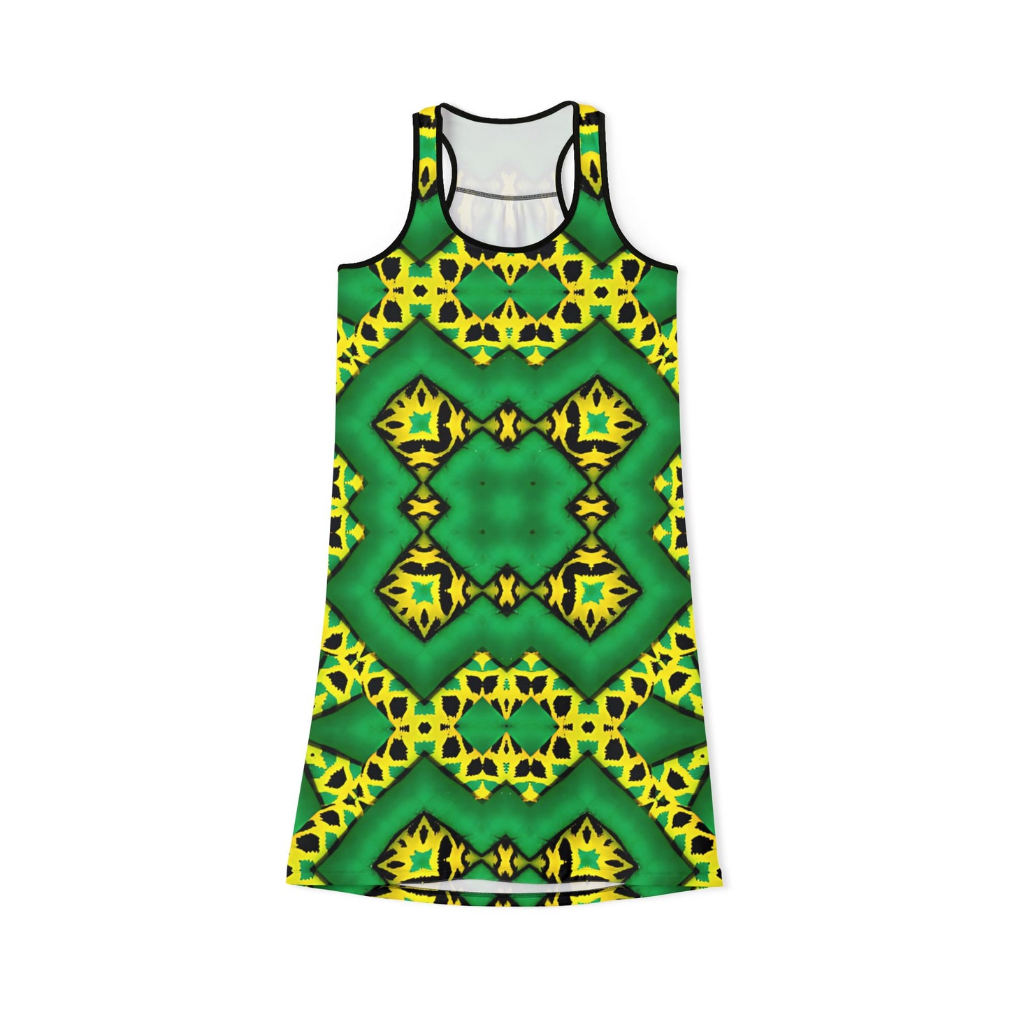 Women's Green & Yellow Kaleidoscope Racer back Dress