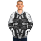 Men's Classic Black & White Geometric Pattern All Over Print Baseball Jacket