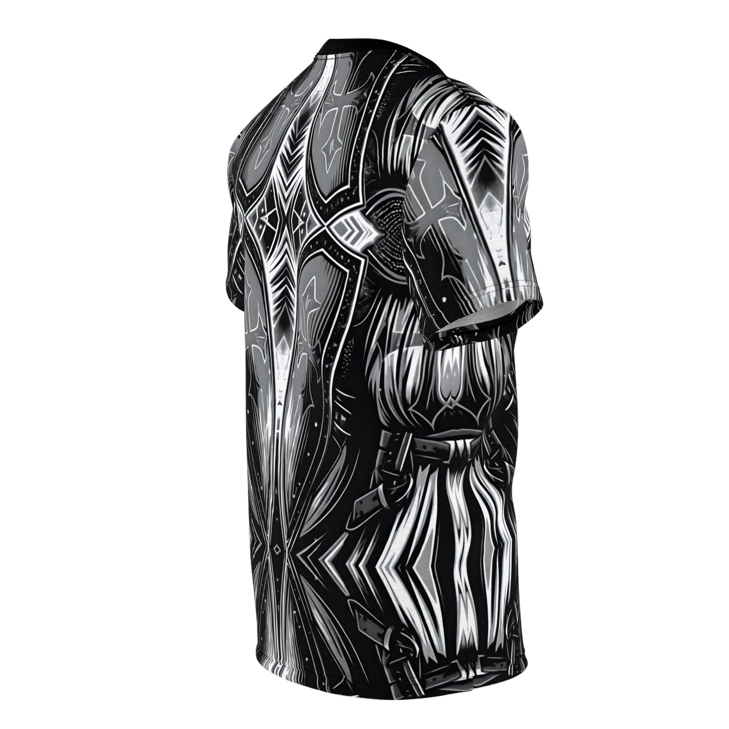 Men's Black & Silver Symmetry Pattern All-Over Print Tee