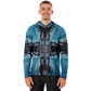 Men's Abstract Blue Geometric Design All Over Print Long Sleeve Hooded Performance Shirt