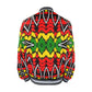 Men's Bold Red Yellow Green Rasta Pattern All Over print  Striped Trim Bomber Jacket