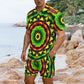 Men's Psychedelic Bold Reggae Colors All Over Print Hawaiian Shirt & Shorts Set