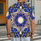 Men's Kaleidoscope Star Pattern All-Over Print Cut & Sew Ribbed Collar T-Shirt