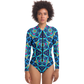 Women's Blue Kaleidoscope Bodysuit Long Sleeve