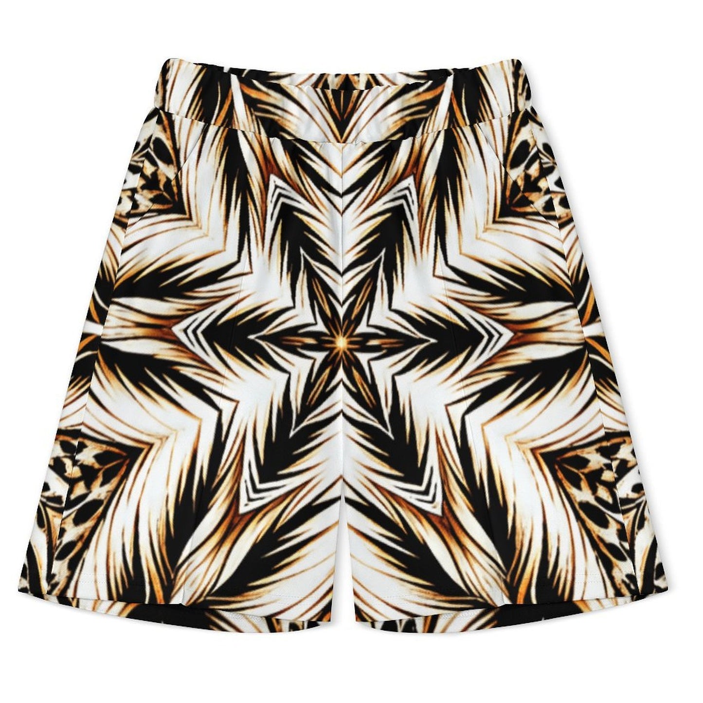Men's Golden Baroque Pattern All-Over Print Zip-Up Polo Set