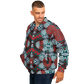 Men's Red, Green & White Teal Aztec Geo Pattern All-Over Print Baseball Jacket