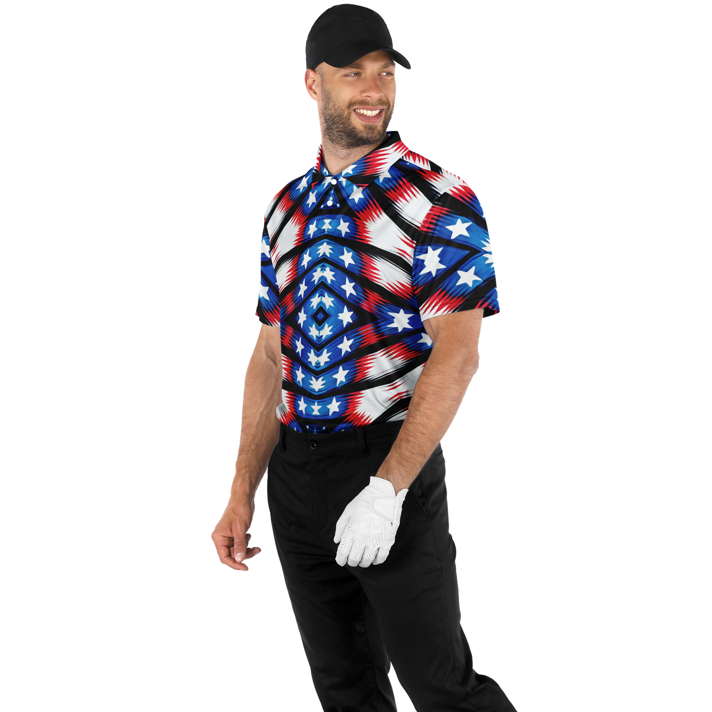 Men's American Flag Pattern All-Over Print Polo Shirt