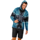 Men's Abstract Blue Geometric Design All Over Print Long Sleeve Hooded Performance Shirt