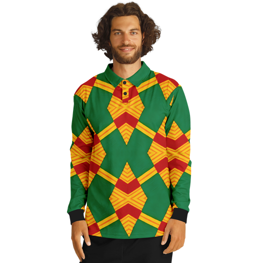 Men’s Premium Polyester Long Sleeve Polo Shirt