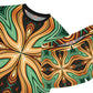 Women's Green & Gold Psychedelic Floral Pattern All-Over Print Short Pajama Set