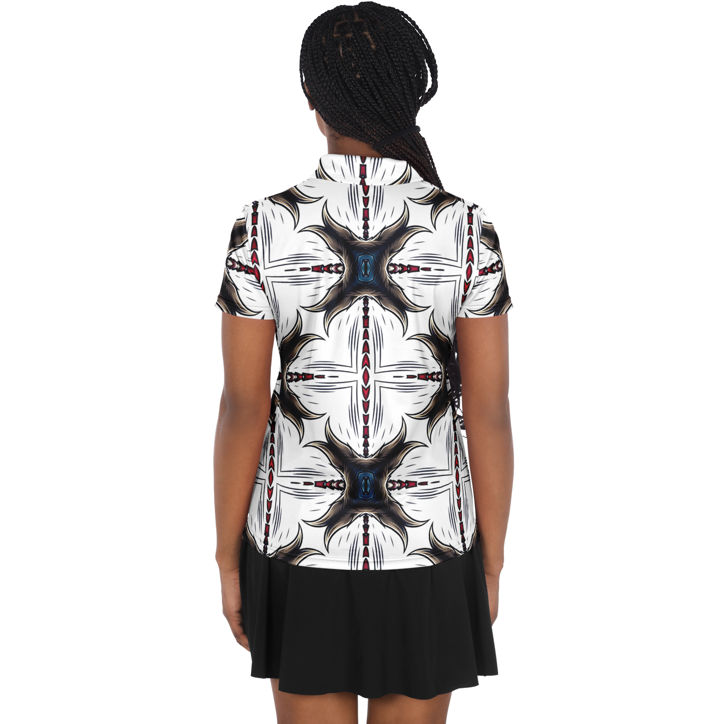 Women's Abstract Symmetry Pattern Polyester Polo Shirt