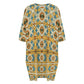 Women's Retro Geometric Tile Pattern All Over Print Oversized T- Shirt Loungewear