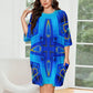 Women Vibrant Blue Geometric All-Over Print Oversized T- Shirt Loungewear