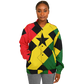 Women's Ghana Flag & Black Star Pattern All-Over Print Baseball Jacket