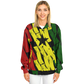Women's Ghana Flag & Black Star Pattern All-Over Print Baseball Jacket