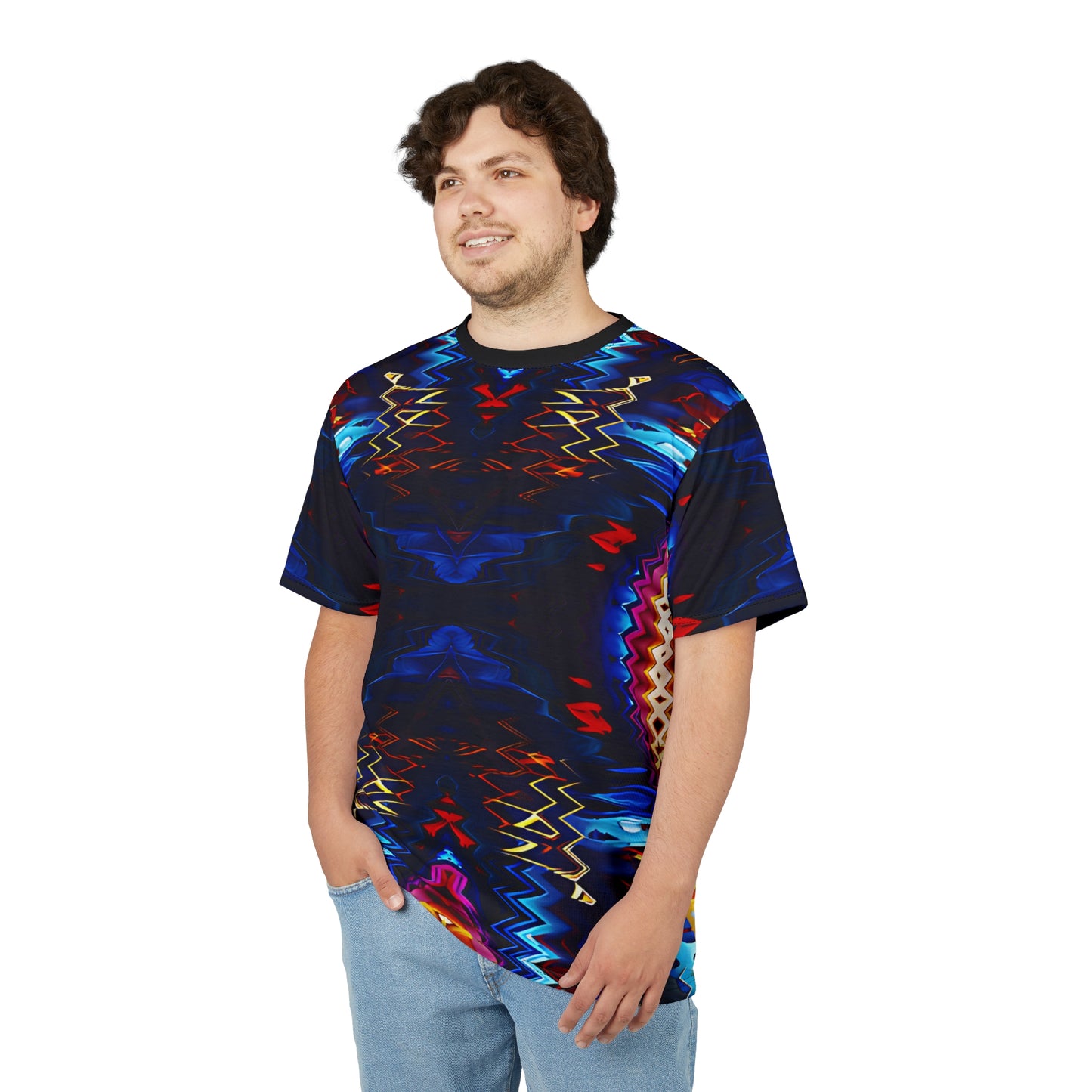 Men's Psychedelic Neon Kaleidoscope All-Over Print Unisex Cut & Sew Tee