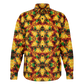 Men's Vibrant Autumn Kaleidoscope Pattern Spread Collar Long Sleeve Button-Down All Over Print Shirt.