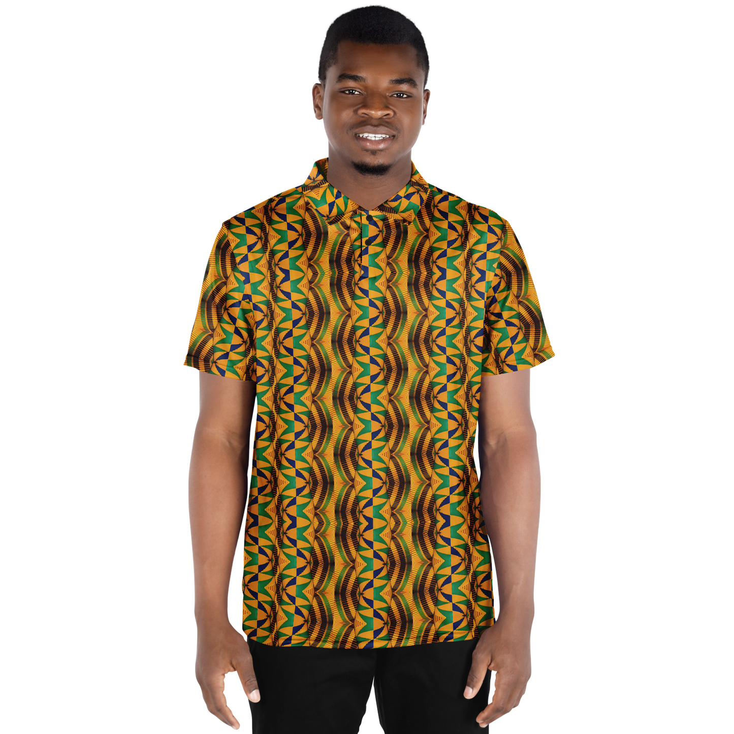 Men's African Kente Geometric Pattern All-Over Print Polo Shirt