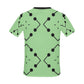 Men's Bold Green Geometric Black Dot-Node Pattern All-Over Print  Crew Neck T-Shirt