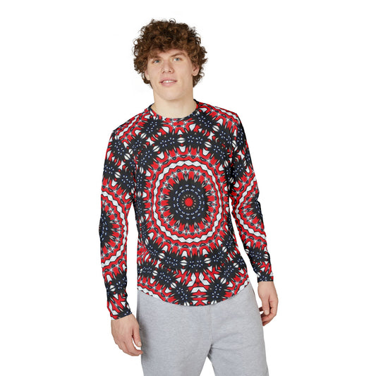 Men's Patriotic Mandala Red White Blue Pattern Long Sleeve  All-Over Print Shirt