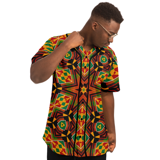 Men's African Kente Geometric Star Pattern All-Over Print Baseball Jersey