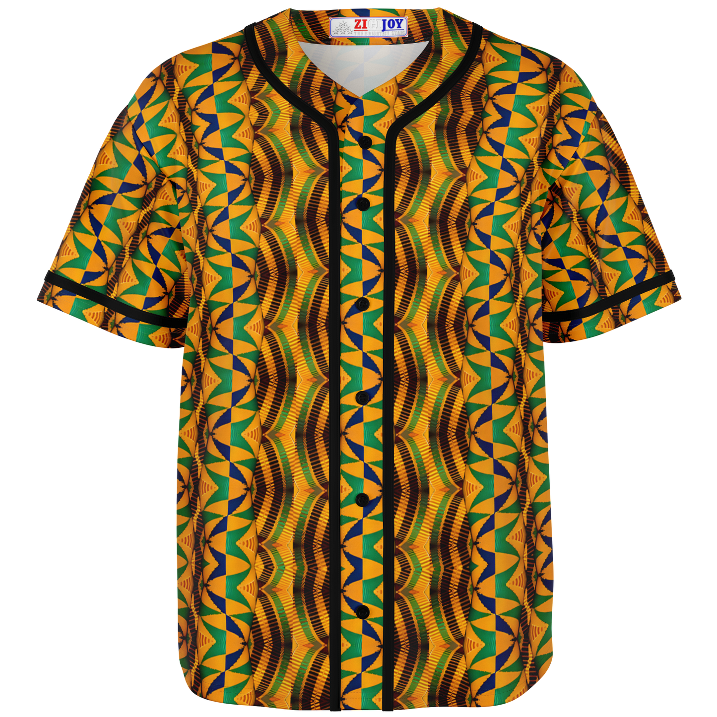 Men's African Kente Geometric Pattern All-Over Print Baseball Jersey