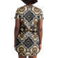 Women's Neutral Geometric Floral Pattern All Over print T-Shirt Dress