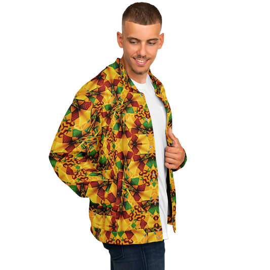 Men's Vibrant African Kente Geometric Pattern All Over Print Baseball Jacket