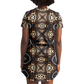 Women's Geometric Kaleidoscope Brown Pattern All Over Print T-Shirt Dress