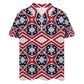 Men's Patriotic Red White Blue Geometric Zip-Up Polo Set