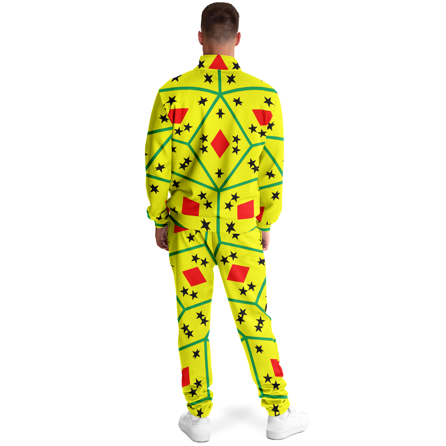 Men's Red Yellow Green Black Stars Track Jacket and Pants