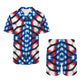 Men's American Flag Pattern All-Over Print Hawaiian Shirt & Shorts Set