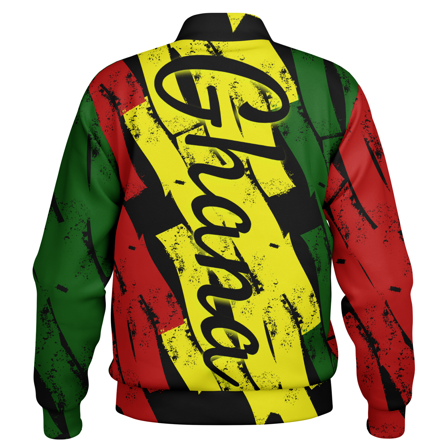 Women's Ghana Flag & Black Star Pattern All-Over Print Baseball Jacket