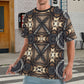 Men's Geometric Kaleidoscope Brown Pattern All Over Print All Over Print Ribbed Collar T-Shirt