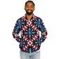 Men's Red White Blue Geometric Pattern All-Over Print Baseball Jacket