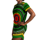 Women's Green Striped with Vibrant Accent Pattern All Over print T-Shirt Dress