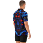 Men's Blue & Red Kaleidoscope Pattern All Over Print Spread Collar Short Sleeve Button-Down Shirt
