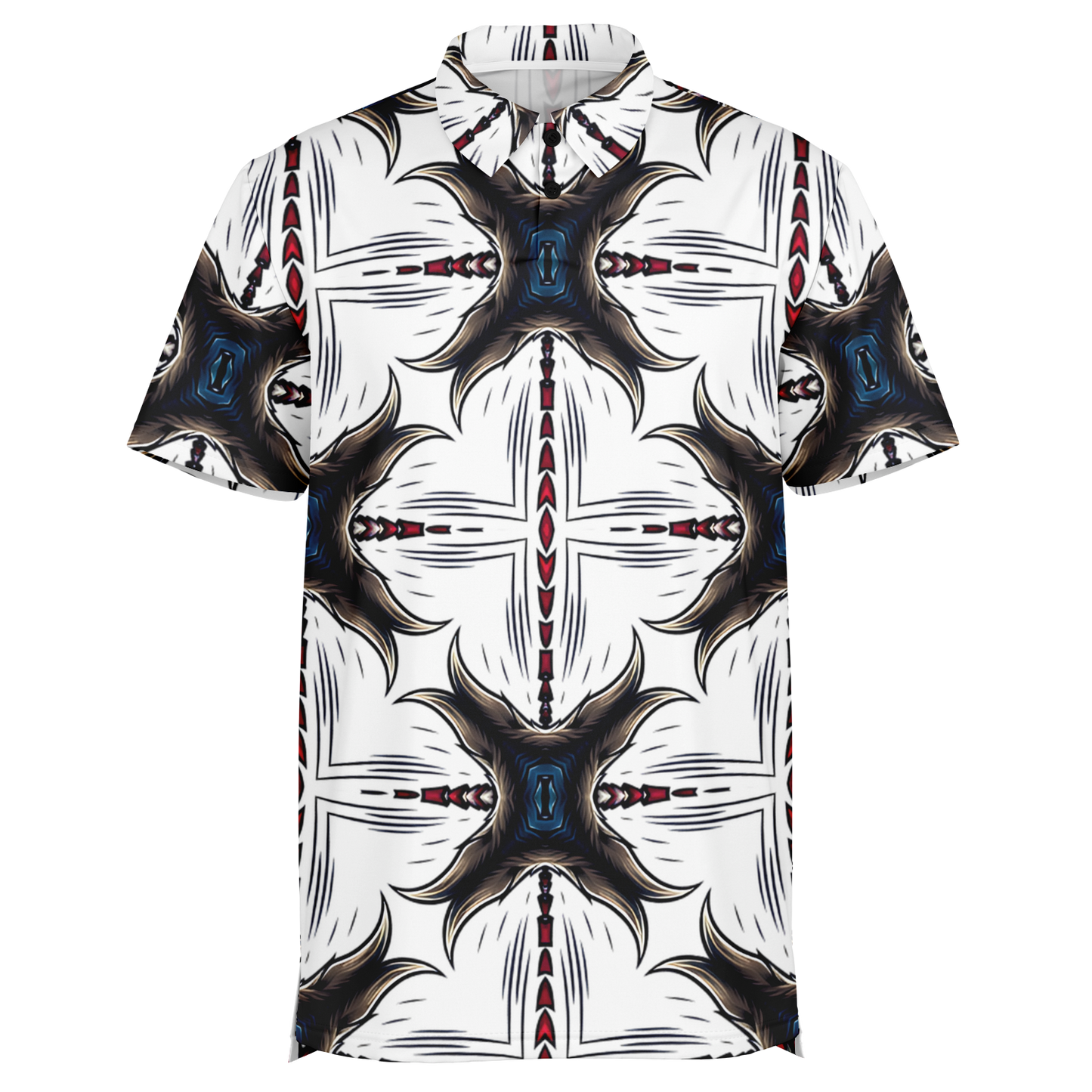 Men's Abstract Symmetry Pattern  Polyester Polo Shirt