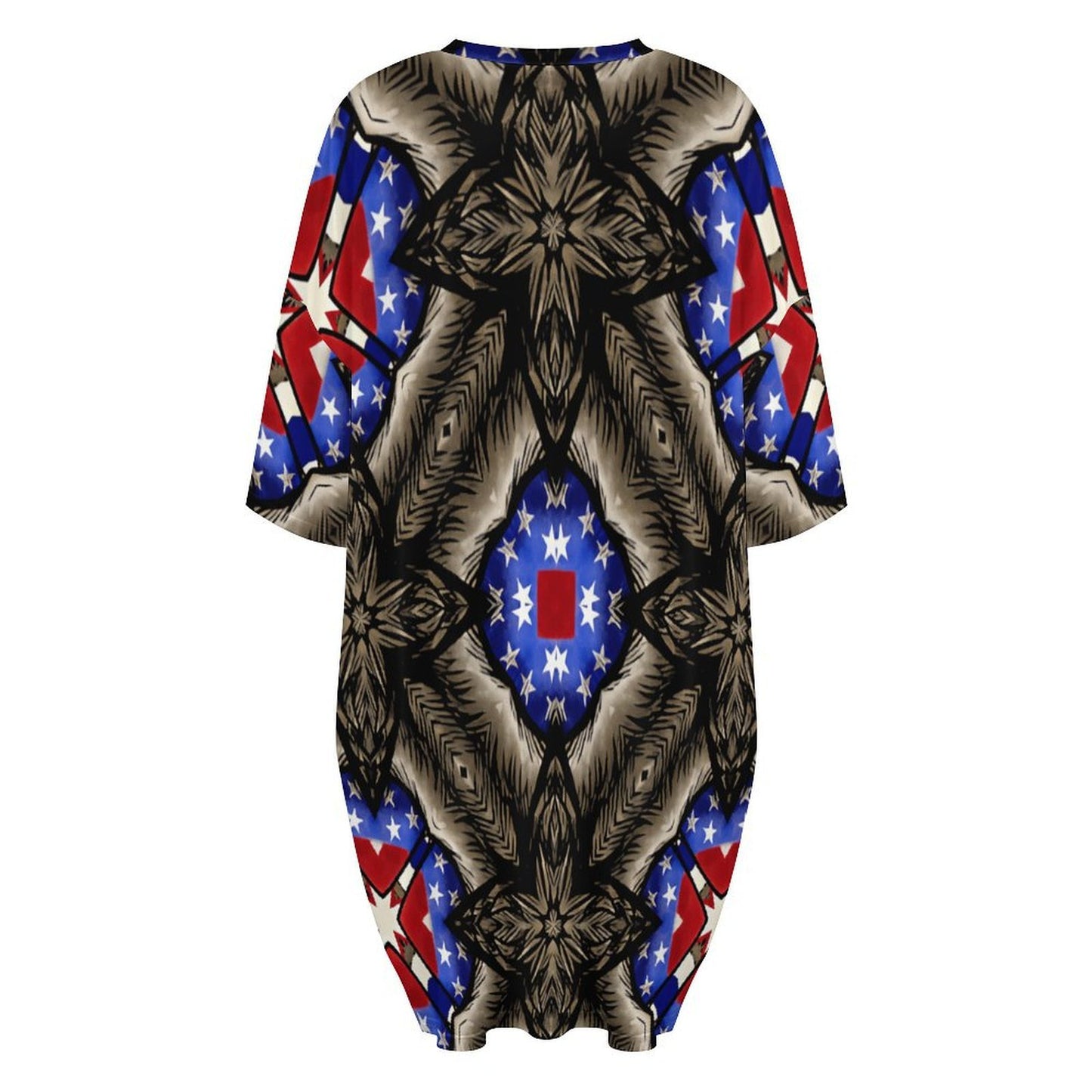 Women's Patriotic Kaleidoscope Kaleidoscope Pattern All-Over Print Oversized T- Shirt Loungewear