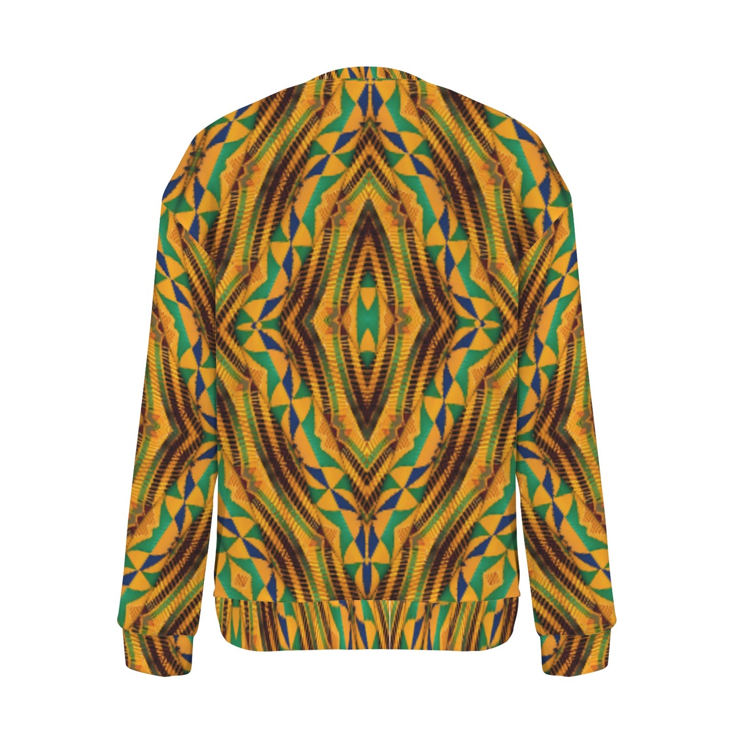 Women’s African Kente Geometric Pattern All-Over Print Crew Neck Sweater