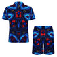 Men's Blue & Red Kaleidoscope Pattern Zip-Up Polo Set