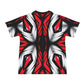 Men's Abstract Red, White & Black Pattern All-Over Print Men's All Over Print Ribbed Collar T-Shirt.