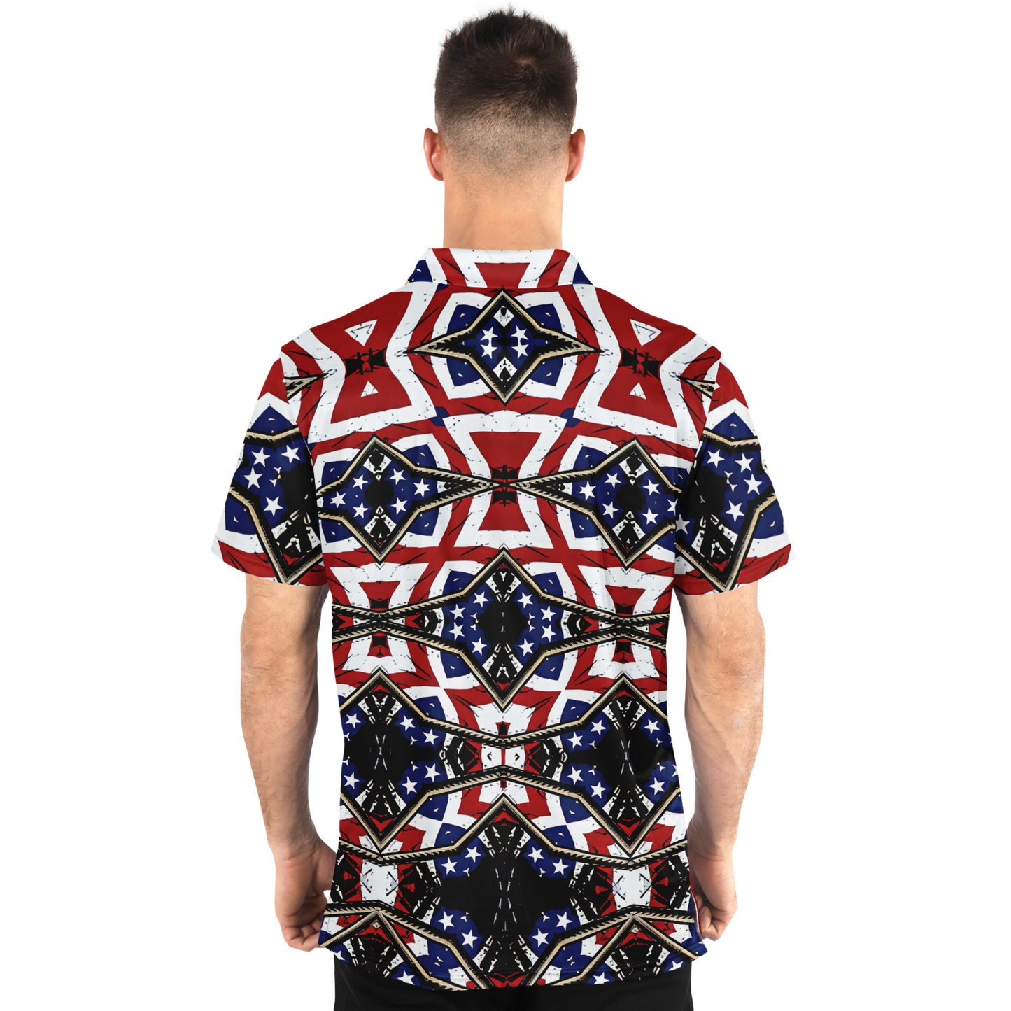 Men's Patriotic Star Kaleidoscope Pattern All-Over Print Polo Shirt