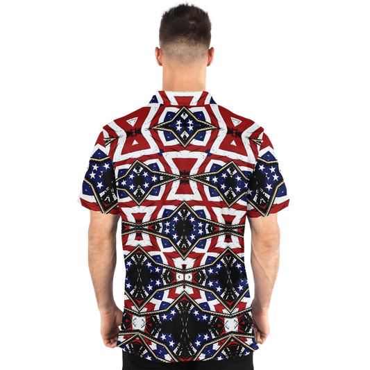 Men's Patriotic Star Kaleidoscope Pattern All-Over Print Polo Shirt