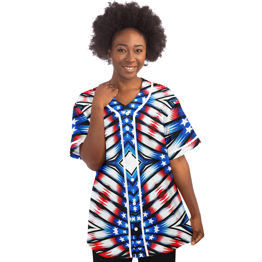 Women's American Flag Pattern All-Over Print Baseball Jersey