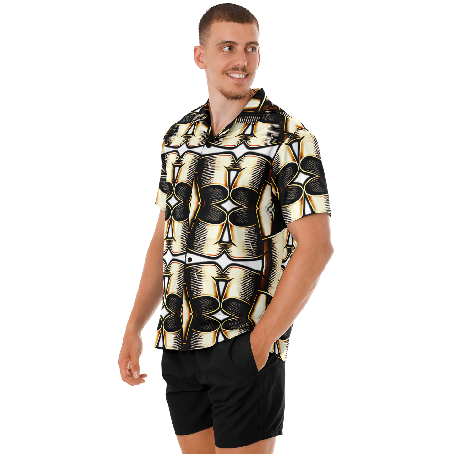 Men's Spread Collar Short Sleeve Button-Down Shirt