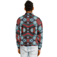 Men's Red, Green & White Teal Aztec Geo Pattern All-Over Print Baseball Jacket