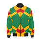 Men Bold Green, Red & Gold African Kente-Inspired Pattern All-Over Print Bomber Jacket
