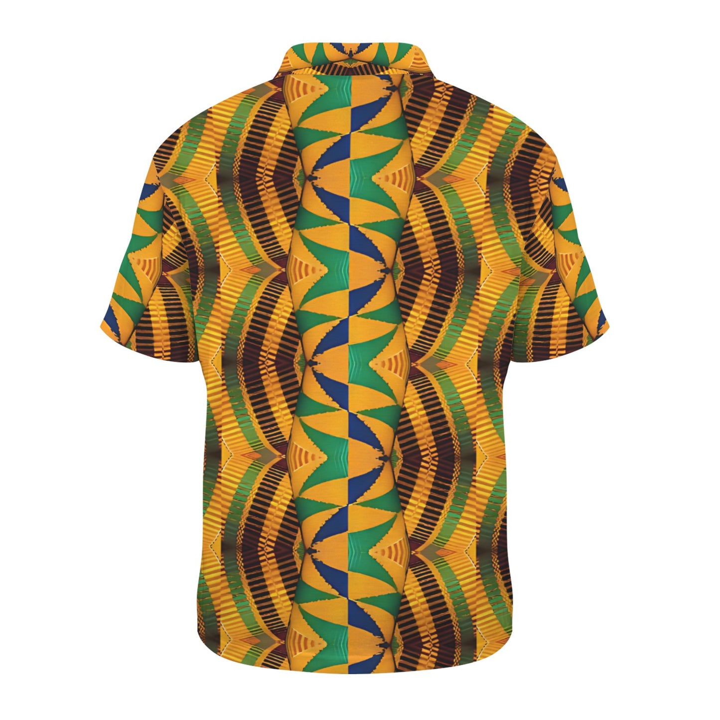 Men's African Kente Geometric Pattern All-Over Print Zipper Polo Shirt