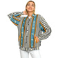 Women's Striped Retro Blue & Orange Patten All Over Print Baseball Jacket